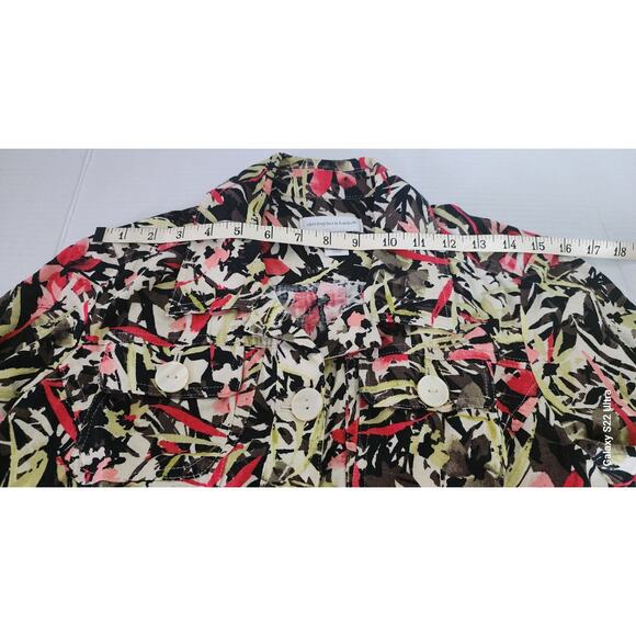 CJ Banks Multicolor Floral Print Linen Lightweight Jacket Oversized Button W SM - Picture 4 of 12